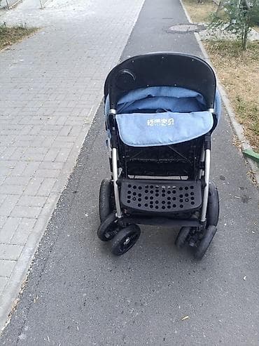 araba: Uşaq arabası – mavi rəng, yüngül aluminiyum karkaslı, 4 cüt təkərli — 2