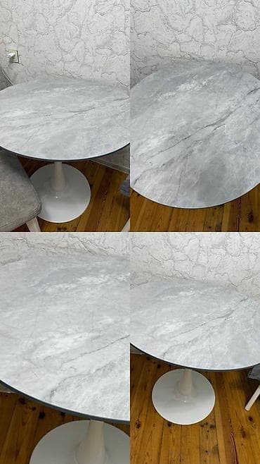 Столы и стулья: Dairəvi yemək/çay masası - Ölçü: təxminən 90–100 sm diametr (4 nəfər — 1