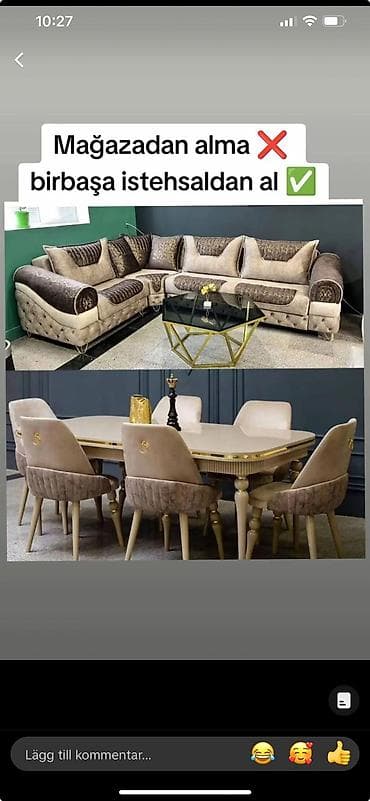 Mebel dəsti – istehsaldan - Künc divan: L formalı, yumşaq toxumalı