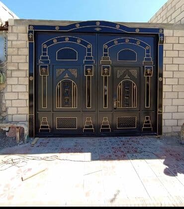 жер тошок: Железо Дворовые ворота, Распашные, 3 м, Механические, С дверью, цвет - Голубой, Нет кредита, Платная установка, Платная доставка — 36