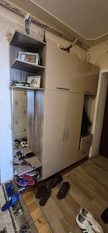 2 qapılı, Güzgülü, Bej, Digər material, Açılan, Düz dolab