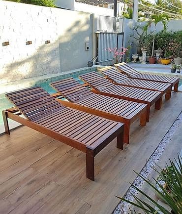 Lejankalar, şezlonqlar: Taxta çimərlik/bağ şezlonqları - Material: təbii ağacdan hazırlanmış — 3