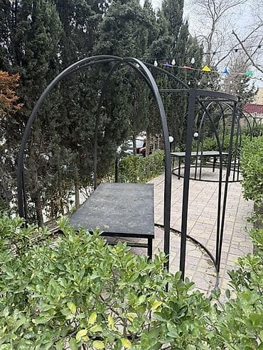 heyet ucun oturacaqlar: Metall bağ pavilyonu/arkası və masa dəsti - Material: toz boya ilə — 2