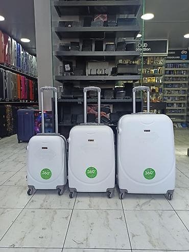 mini keys: Ağ rəngli 3-lü səyahət çamadan dəsti - Korpus: sərt, zərbəyə davamlı — 1