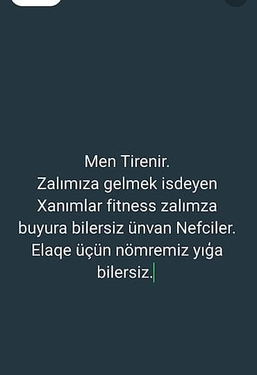idman trenajoru: Xanımlar üçün fitness zalı – Nefçilər • Xidmət: Peşəkar məşqçi ilə — 1