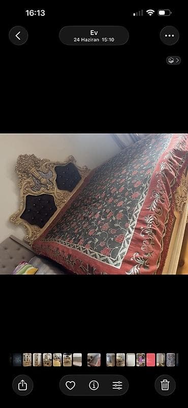 Klassik üslubda dəbdəbəli iki nəfərlik çarpayı - Yüksək, oyma naxışlı