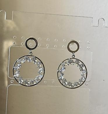 klassik geyim kisi: Qadın sırğaları dəsti – 5 müxtəlif model - Kristallı, dairəvi halqalı — 4