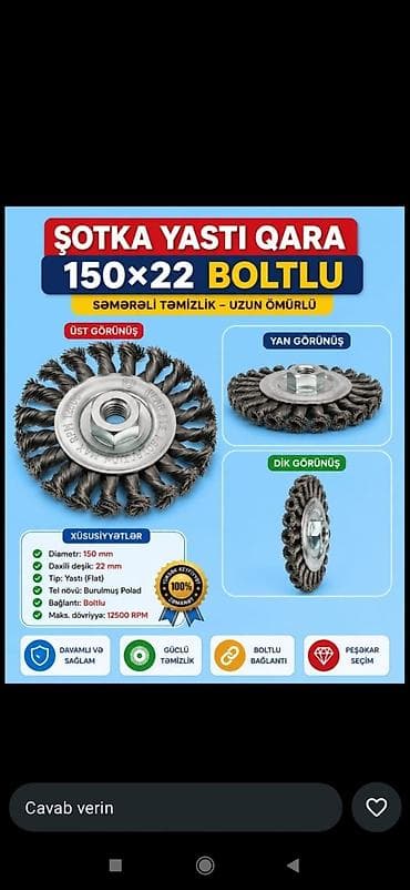 Şotka Yastı Qara 150×22 – boltlu bağlantı ilə Xüsusiyyətlər: - lalafo.az -da Şotka Yastı Qara 150×22 – boltlu bağlantı ilə Xüsusiyyətlər: -
