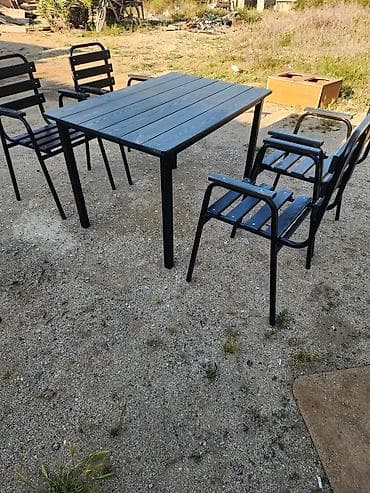 heyet masasi: Dördbucaq masa, 6 stul, Açılmayan, Stullar ilə, Metal — 5