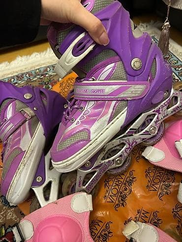 idman doseyi: Uşaq üçün bənövşəyi rəngdə inline təkərli konkisət dəsti — 3