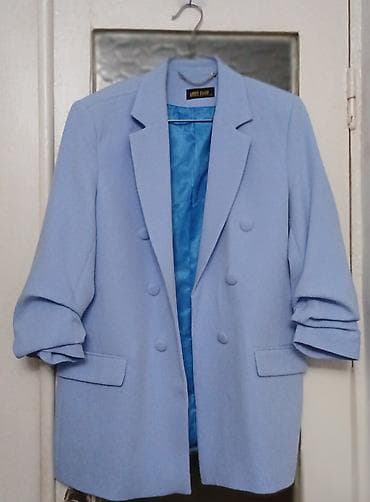 Qadınlar üçün klassik ikiqat düyməli blazer - Rənglər: açıq mavi və