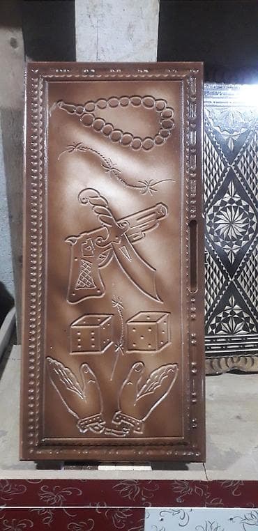 gemi sekilleri: Əl işı ilə oyma naxışlı taxta nərd taxtası - Material: bərk ağac (tam — 9