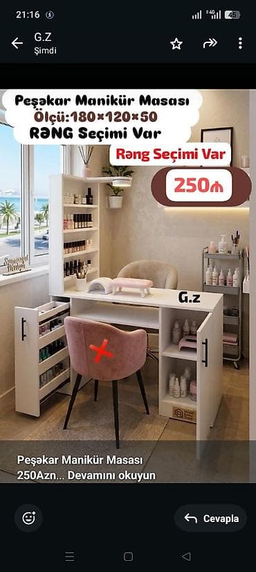 *Peşəkar Manikür Masası* *250Azn* ✔️İstehsal Rusiya Laminat 18/lik — 1