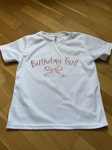 Uşaq üçün tematik köynək – “Birthday Girl” - Rəng: ağ - Ön hissədə
