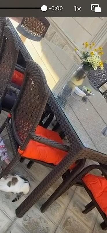 yataq otağı desti: Rattan bağ mebeli dəsti - Dəst tərkibi: 1 ədəd şüşə səthli böyük masa — 2