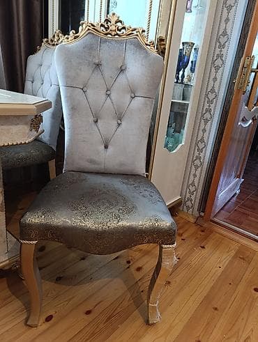 kapron stollar: Qonaq otağı üçün, İşlənmiş, Açılmayan, Dördbucaq masa, 8 stul — 2