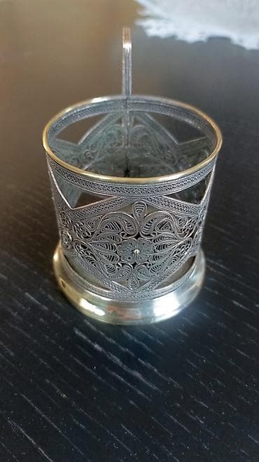 ramanı şuşa: Misdən,qədimi fincan altlığı (stəkan üçün qulplu podstakanik) - — 1