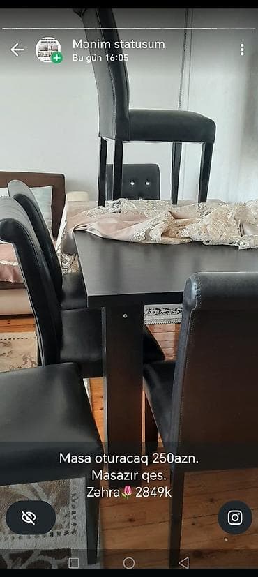 Qonaq otağı üçün, Açılmayan, Dördbucaq masa, 6 stul