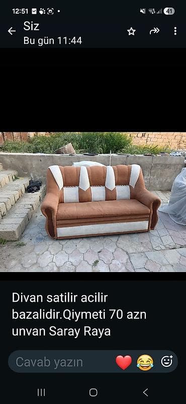 Açılan və bazalı divan - Rəng: qəhvəyi-ağ kombinasiya - 3 nəfərlik lalafo.az -da Açılan və bazalı divan - Rəng: qəhvəyi-ağ kombinasiya - 3 nəfərlik