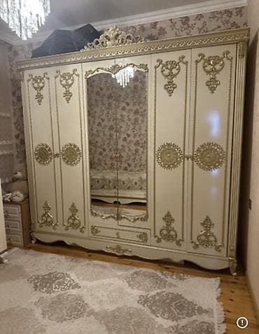 barnı stul: Klassik üslubda dəst mebellər Yemək otağı: - Ağ-krem rəngli, qızılı — 10