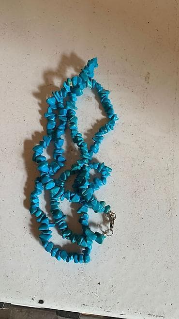 mini çanta: Firuzə daşlı boyunbağı - Parlaq mavi rəngli, xırda çiplər formasında — 1