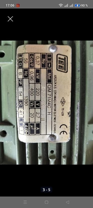 kreditle drel: IEE elektrik mühərriki Texniki göstəricilər (etiketdən): - Model — 1