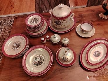 yemek servisi: Nahar dəsti, rəng - Qırmızı, Farfor — 3