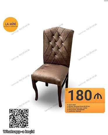 namestaj ch 018: Stul – klassik dizayn, yumşaq oturacaq və bel hissəsi. - Oturacağın — 1