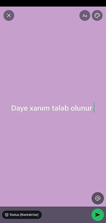 dayə iş: Dayə tələb olunur, İstənilən yaş, 1 ildən az təcrübə, 6/1 — 1