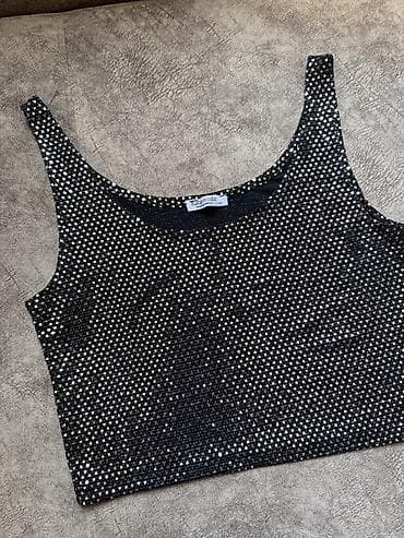 crop geyim: Brend: Tullamoda Model: Qısa top (crop top) Rəng: Qara, gümüşü — 4