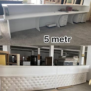 Ofis masaları: Reception masasi satilir . Tezedir 5 m.dir. Qiymet 180 azn; Unvan; — 1