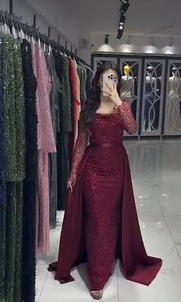 Bordo rəngli gecə/libas - ölçü M-L gedər - Parıltılı (payet/şəfəqli) — 1