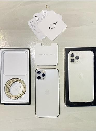 mac utu feni: IPhone 11 Pro, 256 GB, Gümüşü, Simsiz şarj, Face ID, Sənədlərlə — 1