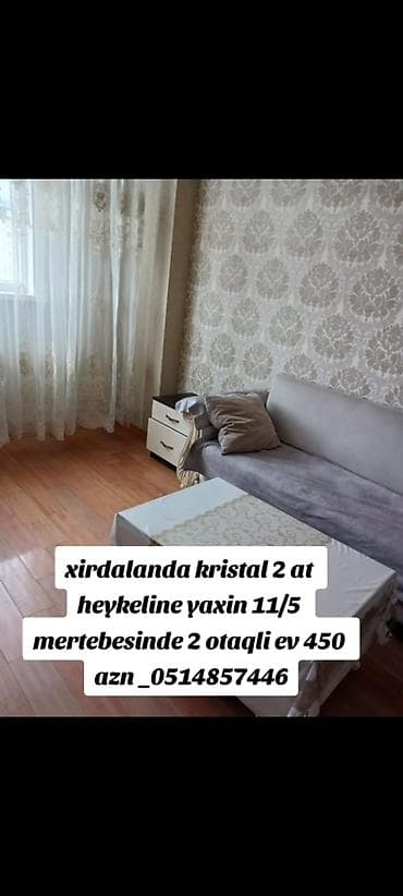 bakida bina evleri: Xirdalanda kristal 2 at heykeline yaxin 11/5 mertebesinde 2 otaqli ev — 1