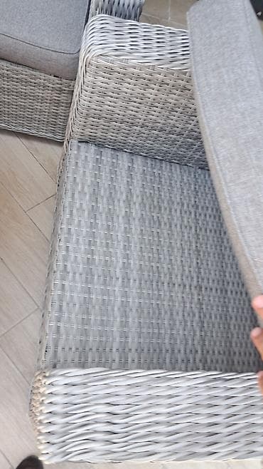divan masası: İşlənmiş, Kvadrat masa, 2 stul, Açılmayan, Stullar ilə, Həsir toxunuşlu — 2