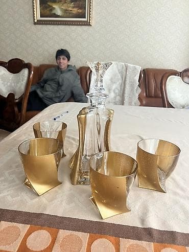 qədimi serviz: Nahar dəsti, rəng - Qızılı, Şüşə, 6 nəfərlik, Almaniya — 2