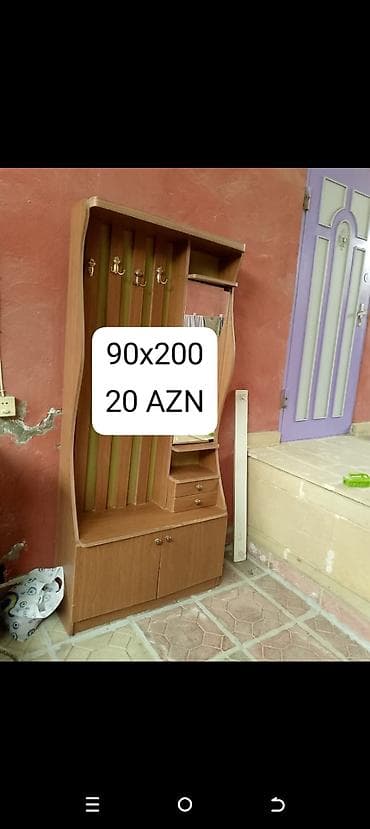 İşlənmiş, 2 qapılı, Güzgülü, Qəhvəyi, Digər material, Açılan, Düz dolab