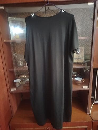 Qara gündəlik qadın paltarı - Model: Düz kəsimli, rahat “oversize” — 2