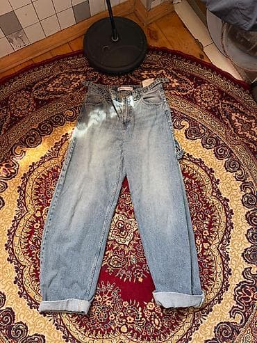 şalvar razmerleri: Şalvar, Bershka, M, L, rəng - Gümüşü — 2