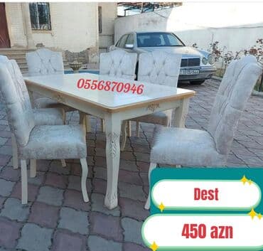 ev stolu: Qonaq otağı üçün, Yeni, Açılan, Dördbucaq masa, 6 stul — 10