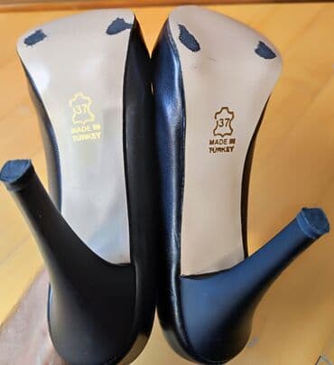 детские кожаные туфли: Туфли, Размер: 37, цвет - Черный, Б/у — 4