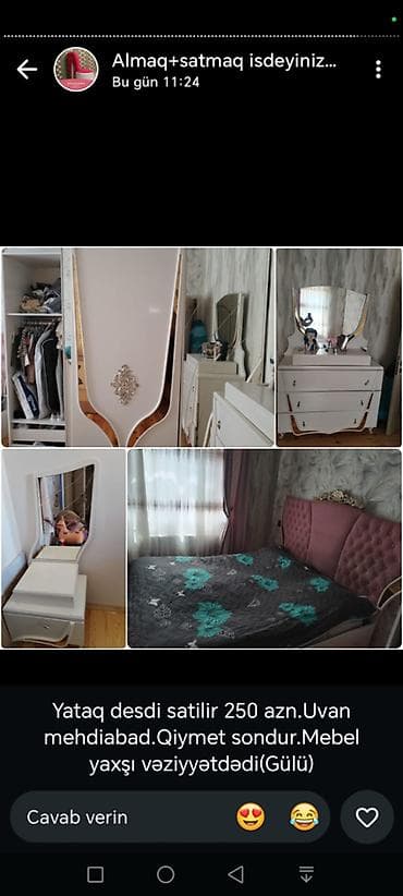 İkinəfərlik çarpayı, Dolab, Komod, 2 tumba, Türkiyə, İşlənmiş