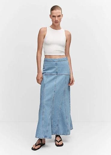 düyməli cins ətəklər: MANGO Xs (xxs) YENI Denim uzun ətək - Model: A-kəsimli, maxi — 1