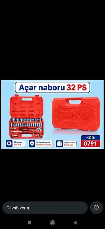 Açar dəsti ədəd: 32