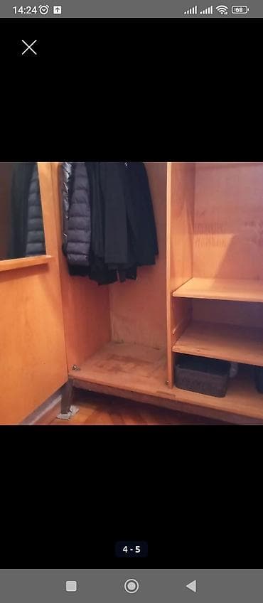 dolab paltar: 3 qapılı, Güzgülü, Qəhvəyi, Taxta, Açılan, Düz dolab — 6