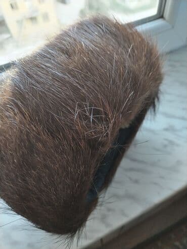 Təbii kürkdən hazırlanmış kisi papağı - Material: tünd-qonur tonlarda