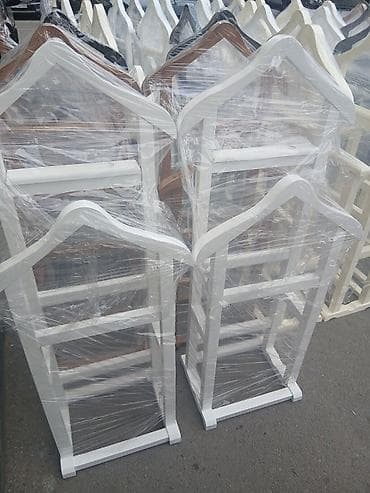 daş soba: Taxta paltar asılqanı/valet stendi - Material: tam ağacdan — 7