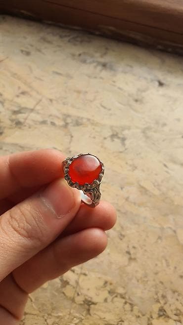xonca desti: Gümüş üzük – qırmızı yəmən əqiqi - Material: gümüş - Daş: ovala yaxın — 2