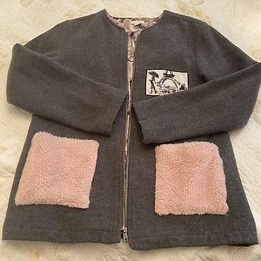 predo 6: Uşaq üçün qız geyimi – boz rəngli uzun jaket/kardiqan - Model: düz — 2