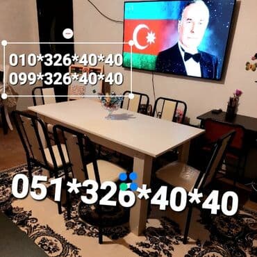 Masa və oturacaq dəstləri: Qonaq otağı üçün, Yeni, Dördbucaq masa, 4 stul — 14